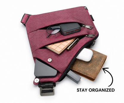 Vhelora Anti-Theft Crossbody Bag - Burgundy